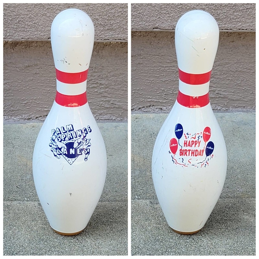 Vtg AMF Palm Springs Lanes Happy Birthday Bowling Pin